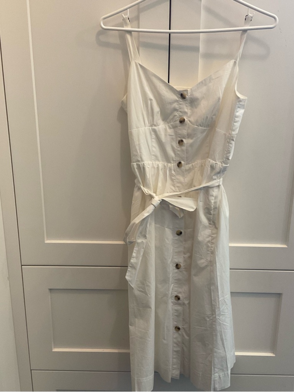 J. Crew Cotton Poplin Perfect White Sun Dress Button-Front Tie-Waist